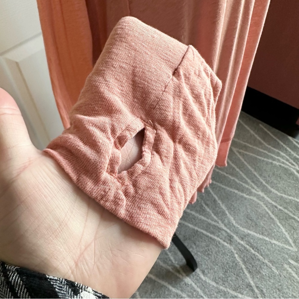 Free People Linen Blend Coral Asymmetrical Long Sleeve Tunic Top - Picture 5 of 7